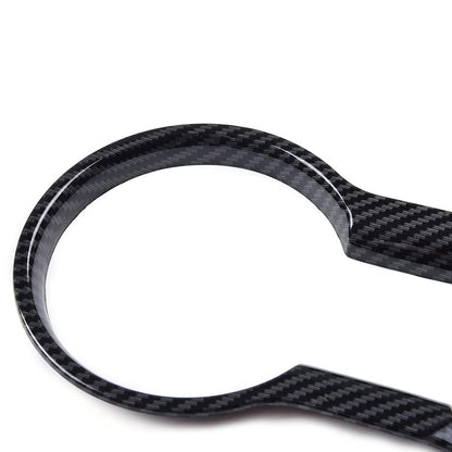 Carbon Fiber Center Console Cup Holder Trim Cover Compatible for Ford Mustang 2015-2019