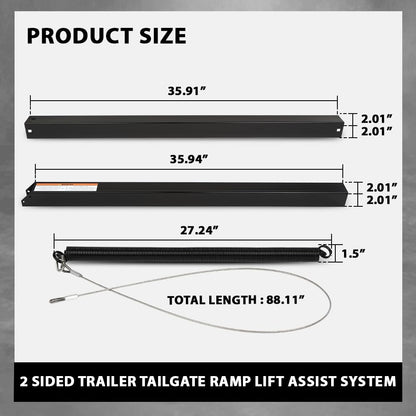 G-PLUS 2 Sided Trailer Tailgate Liftgate Ramp Lift Assist Syste, Fit 350 Pounds Trailers with Side Rails Between 10 and 24 Inches, Tailgate Heights Between 4 and 6 Feet, Black