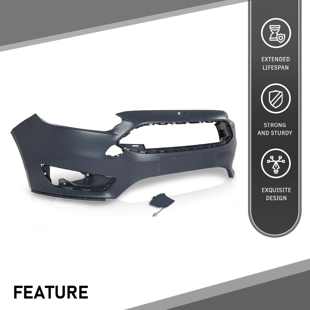G-PLUS Front Bumper Cover, Compatible with Ford Focus S/SE/SEL 4-Door 2015-2018, FD527664DN, FO1000705