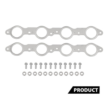 G-PLUS Exhaust Manifold Header Gasket Pair W/Bolts Fit All LS Series Engines (Except LS7),Fits All 1997-2013 Gen 3/4 LS Based V8 551696, 12617944
