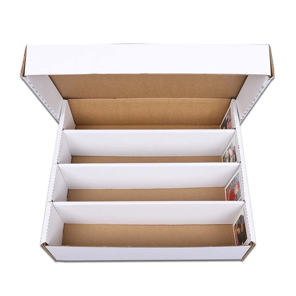 G-PLUS Trading Card Storage Box 3200 Count White Corrugated Cardboard Box Versatile Card Storage Box (Card not included)