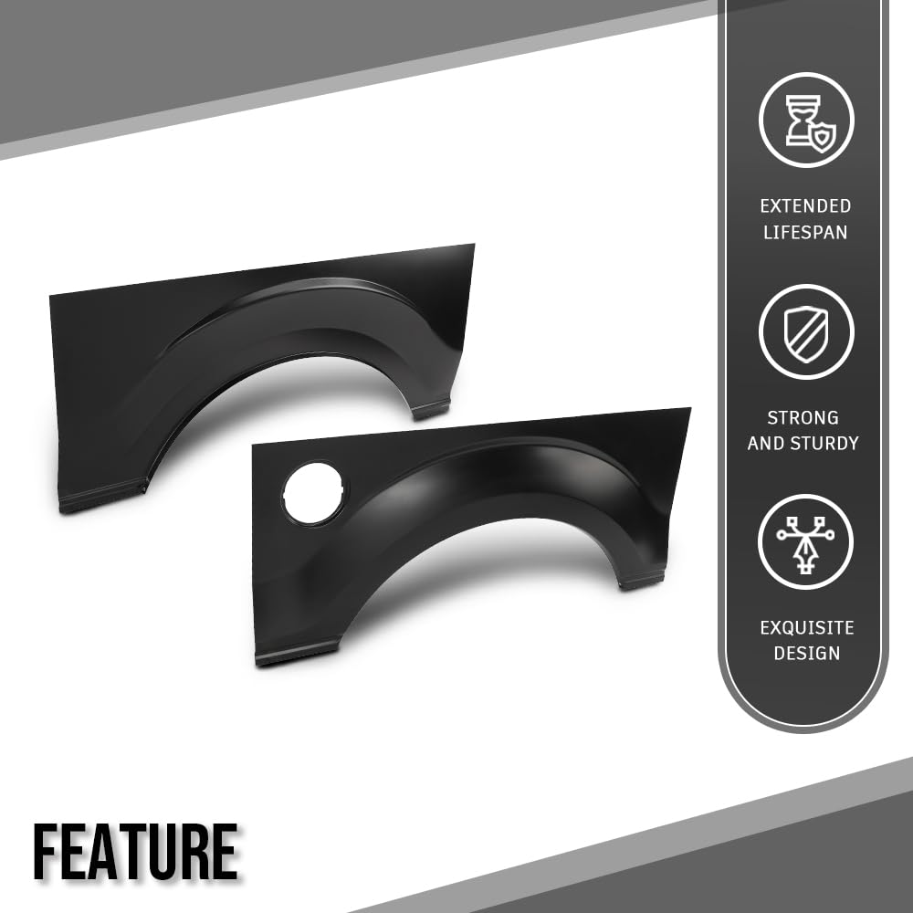G-PLUS 2PCS Rear Wheel Arch Quarter Panel Compatible with Ford F150 Pickup Truck 2009-2014, Left & Right Black