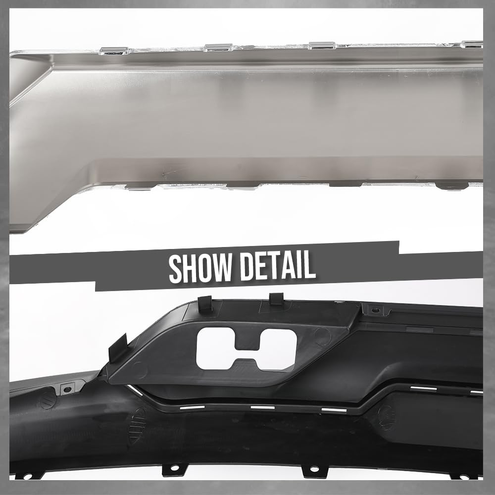 G-PLUS Front Bumper Valance + Chrome Skid Plate Compatible with Chevy Silverado 1500 2016-2018/1500 LD 2019 Fit Models w/ Z71 Package & Impact Bar Skid Plate Black