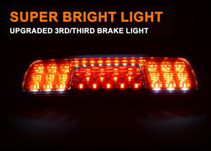 G-PLUS Rear LED Third Brake Light Compatible With 2014-2018 Chevy Silverado/GMC Sierra1500/2500HD/3500,3RD Cargo Led Tail Lamps Chrome Housing,Smoky Red lens