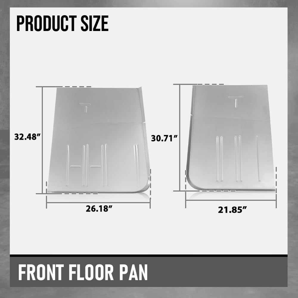 G-PLUS Galvanised Front Floor Mat Fit Ford F100 F150 F250 F350 1967-1979 / Bronco 1978-1979 1st Row Truck Accessories Cargo Liners All Weather Protection 2PCS Sliver Alfombras para Carro