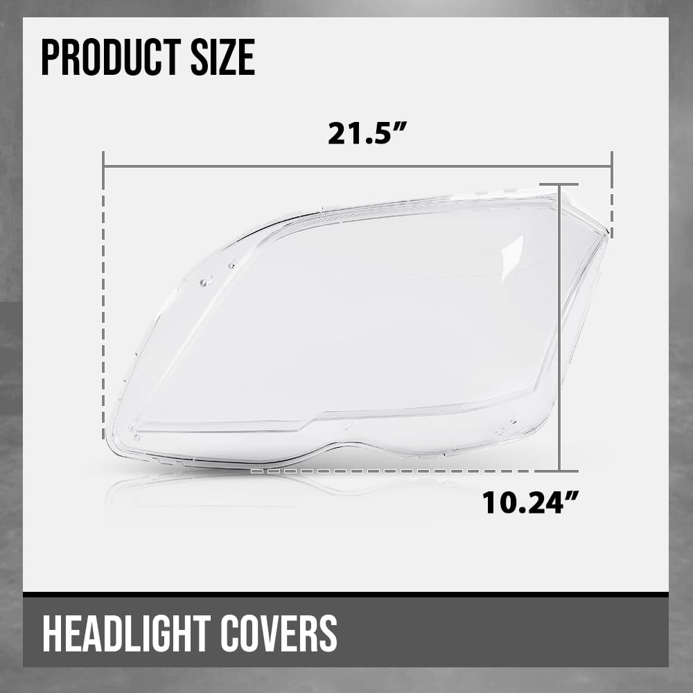 G-PLUS Headlight Lens Cover Compatible with Benz GLK Class X204 2009-2012 Left & Right Front Headlamp Lens Cover Clear
