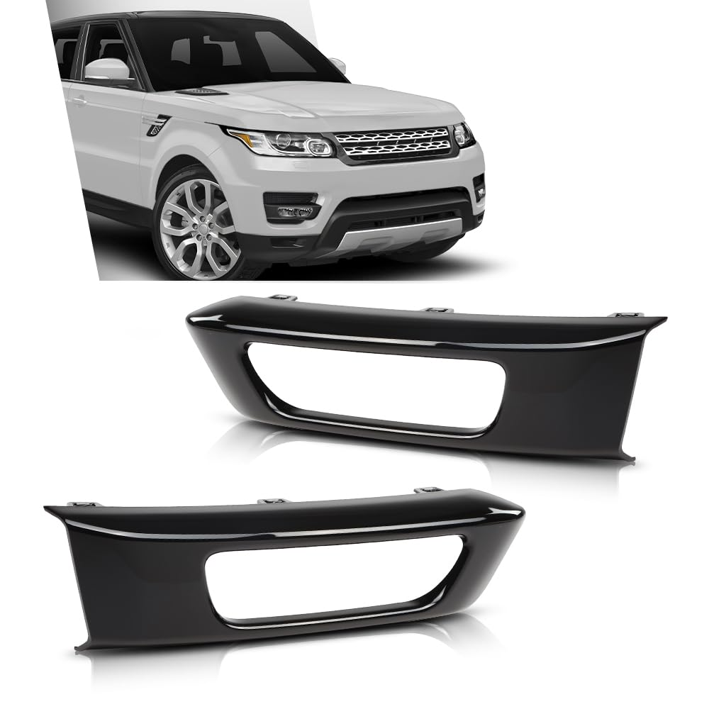 G-PLUS Pair Front Fog Light Lamp Trim Bezel Black Compatible with Land Rover Range Rover Sport Without SVR 2014-2017