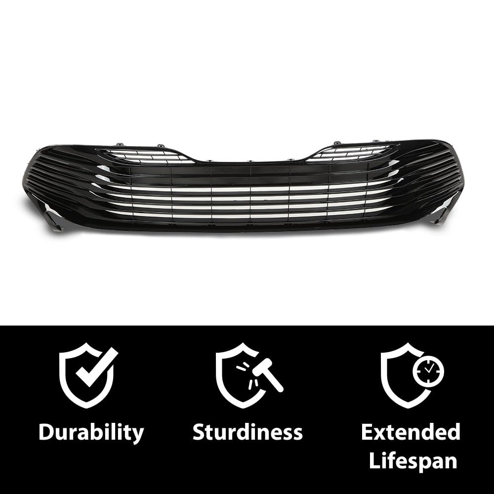 G-PLUS Front Bumper Lower Grille Grill w/o Radar Holes Compatible with Toyota Camry LE XLE 2018 2019 2020/Not Fit SE XSE models 5310206100 TO1036183