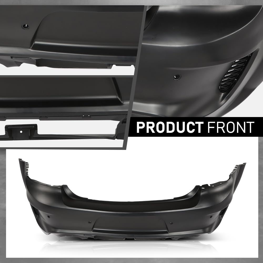 G-PLUS Rear Bumper Cover w/Holes Compatible with Dodge Charger 2020 2021 2022 2023, 68488292AA, CH1100A56, Primed Black