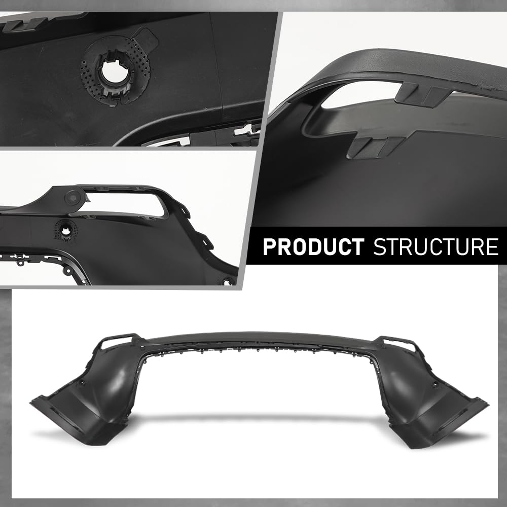 G-PLUS Rear Lower Bumper Cover Fascia Compatible with Jeep Cherokee 2019-2023, Fit Models with Advanced Park Assist System, 68407957AA, CH1100A49, Black