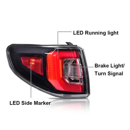 G-PLUS LED Rear Left Tail Light Assembly Compatible with GMC Acadia 2013-2016, Fit GMC Acadia Limited 2017, Left Driver Side Rear Brake Lamp, Clear Lens Red/Black Housing