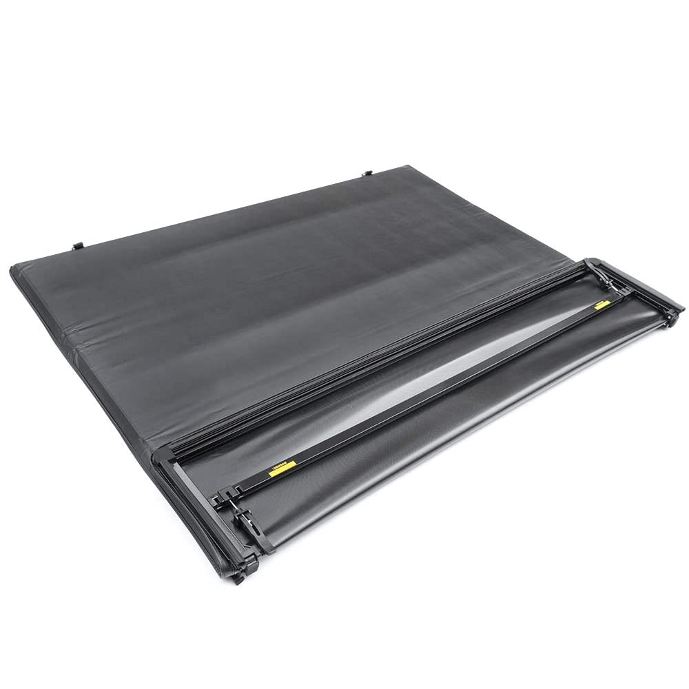 G-PLUS Black Lock Truck Bed Tonneau Cover 4-Fold 5.5FT Compatible with 2009 2010 2011 2012 2013 2014 Ford F150 Black
