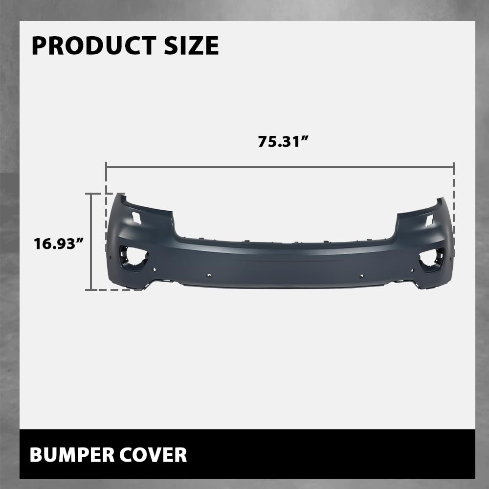 G-PLUS Front Upper Bumper Cover Compatible with Jeep Grand Cherokee 2011 2012 2013 w/o Headlight Washers & Park Assist, 68078269AB, CH1000980, Black