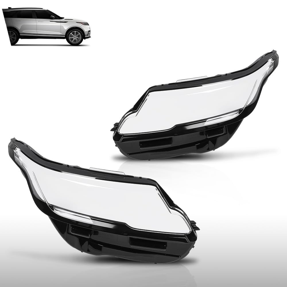 G-PLUS Headlight Lens Cover Compatible with Land Rover Range Rover Velar 2017-2024 Left & Right Pair Front Headlamp Lens Cover Clear