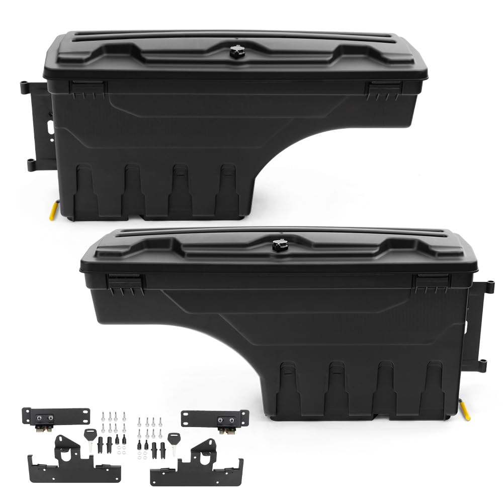 G-PLUS Truck Bed Storage Box Left Driver and Right Passenger Side Compatible with Compatible with Toyota Tacoma 2005-2020 All Engine Rear Tool Box Black 2PCS