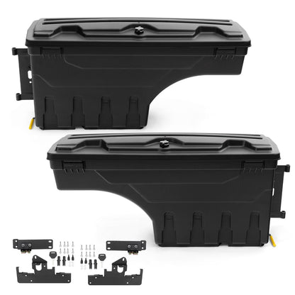 G-PLUS Truck Bed Storage Box Left Driver and Right Passenger Side Compatible with Compatible with Toyota Tacoma 2005-2020 All Engine Rear Tool Box Black 2PCS