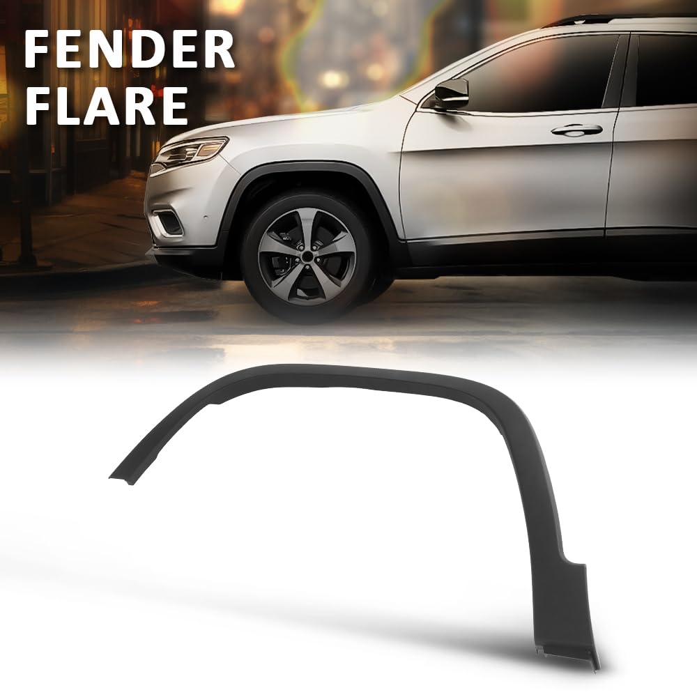 G-PLUS Front Left Fender Flares Compatible with Jeep Cherokee 80th Anniversary 2021 Fit Jeep Cherokee Altitude 2019-2023 Fit Jeep Cherokee Latitude Lux 2021-2022 Wheel Opening Molding Arch Trim Black