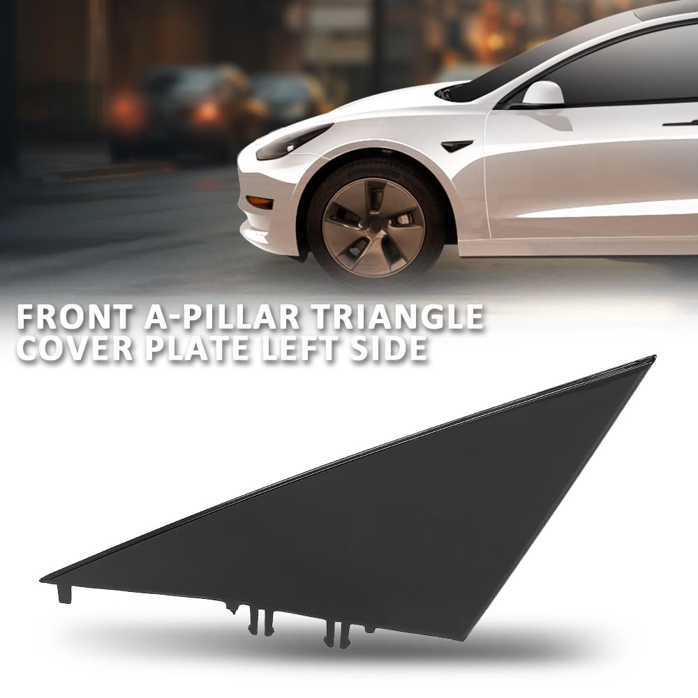 G-PLUS Front A-Pillar Triangular Cover Plate Left Compatible with Tesla Model 3 2017-2023 1130655 00 E, 1130655-00-E Gloss Black