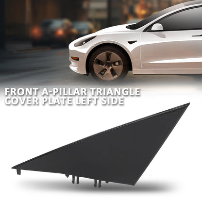 G-PLUS Front A-Pillar Triangular Cover Plate Left Compatible with Tesla Model 3 2017-2023 1130655 00 E, 1130655-00-E Gloss Black