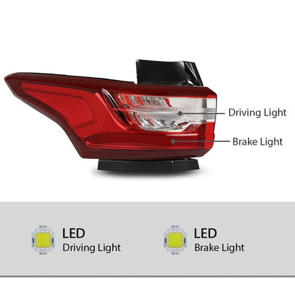 G-PLUS LED Rear Left Tail Light Assembly Compatible with Chevy Traverse 2018 2019 2020 2021 Left Rear Brake Lamp Luces Traseras, 84618033, GM2804130, Red Lens