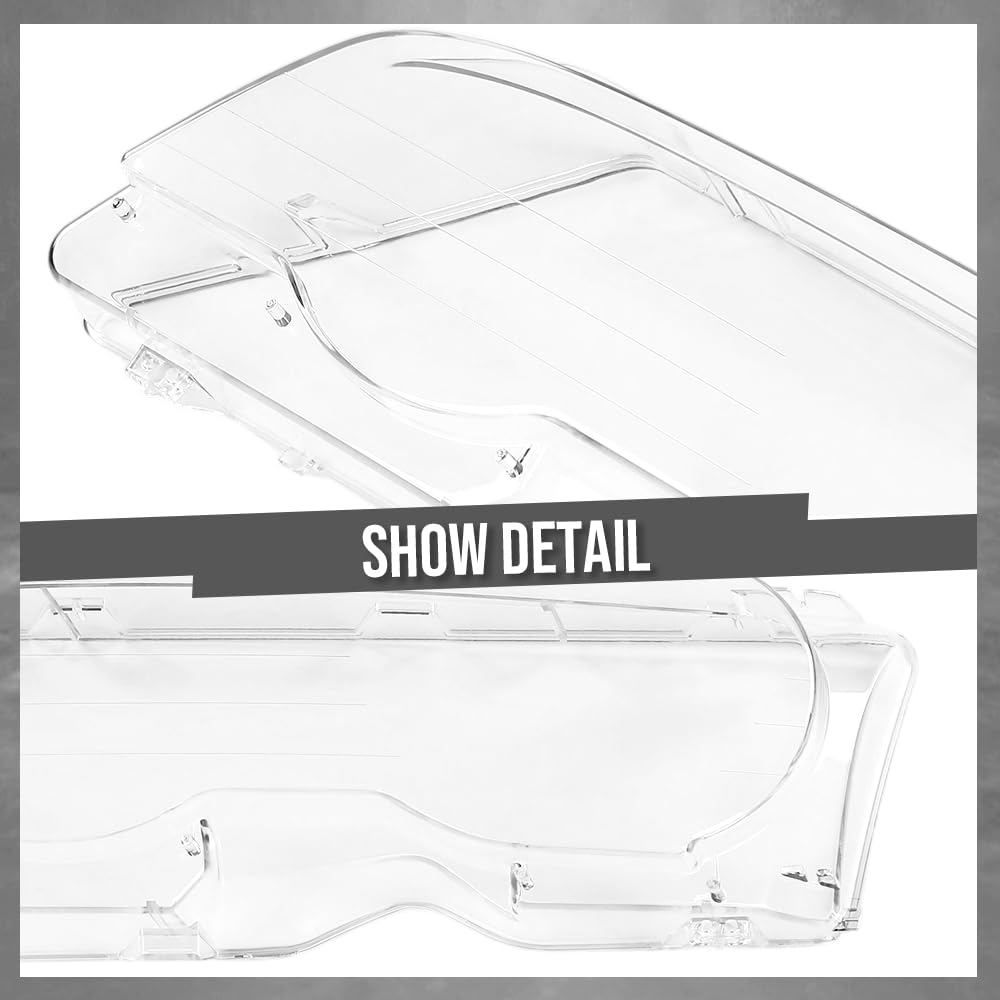 G-PLUS Headlight Lens Cover Compatible with BMW E46 3-Series 2DR 1999-2003 Fit BMW M3 Pre-Facelift 2-Door 2001-2006 Left & Right Pair Front Headlamp Lens Cover Clear