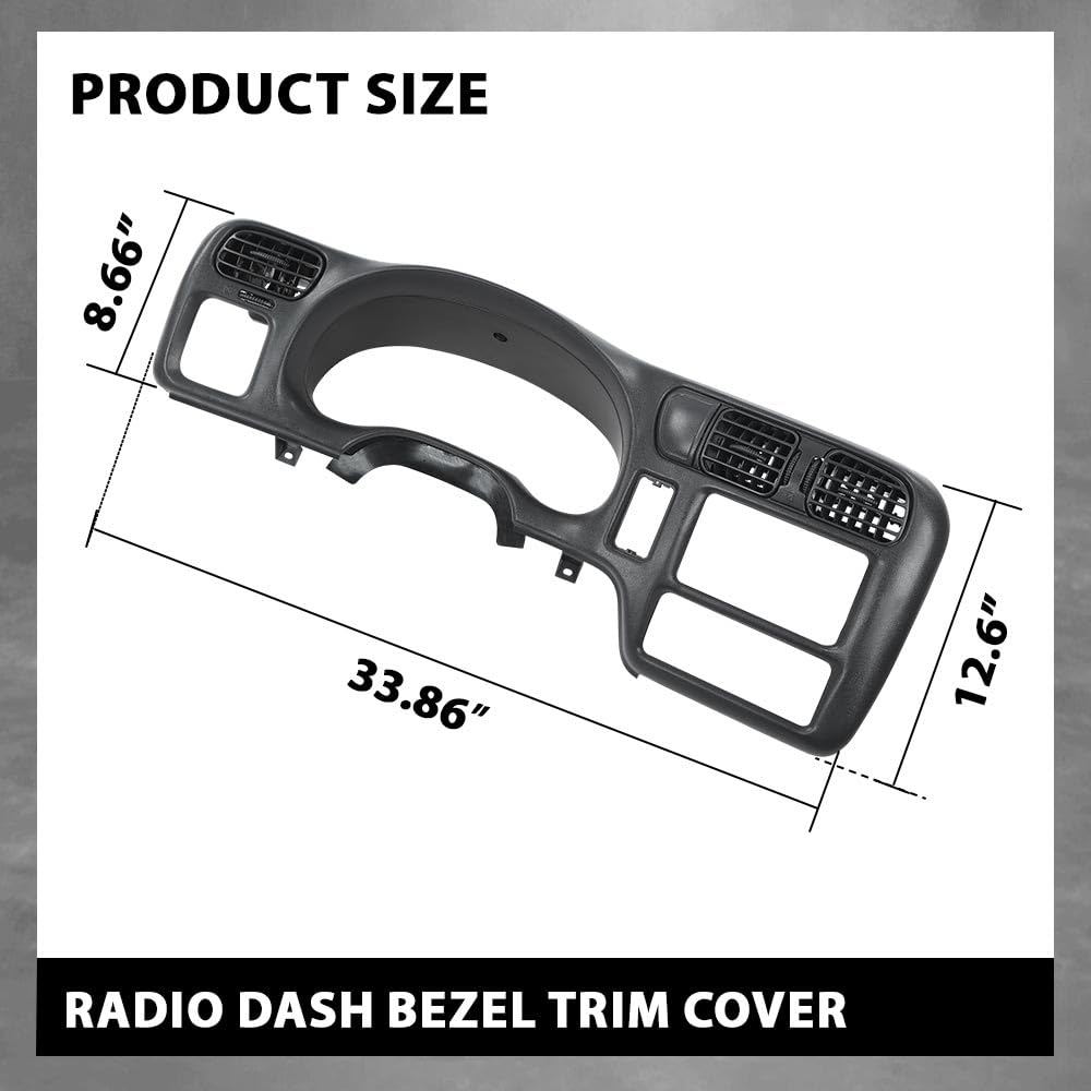 G-PLUS Dashboard Bezel Cluster Dash Bezel Trim Double Din Compatible with Chevy Blazer S10 GMC Jimmy Sonoma 1998-2004 Dark Gray
