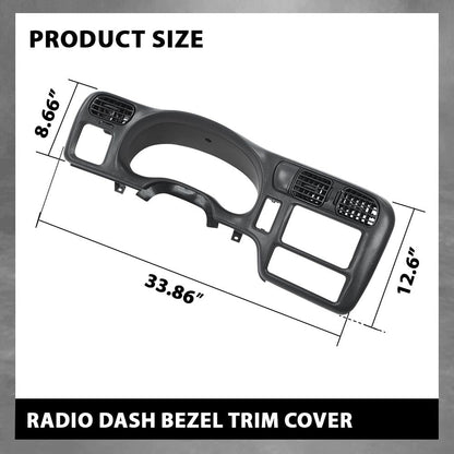 G-PLUS Dashboard Bezel Cluster Dash Bezel Trim Double Din Compatible with Chevy Blazer S10 GMC Jimmy Sonoma 1998-2004 Dark Gray