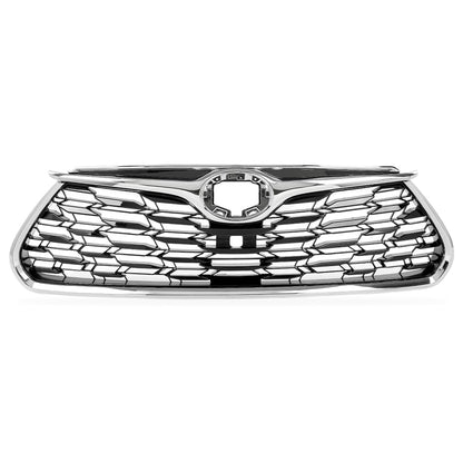 G-PLUS Front Bumper Upper Grille Chrome Trim Grill w/Hole Compatible with Toyota Highlander 2020-2022, Fit Models With Front View Camera, Not fit XSE models 31010E330, TO1200457