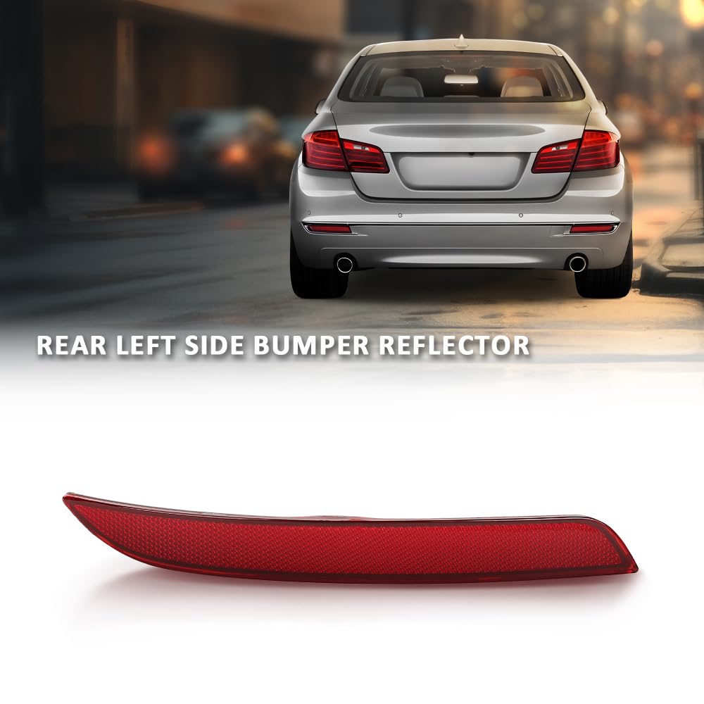 G-PLUS Rear Left Side Bumper Reflector Compatible with BMW M5 550i 550i xDrive 535i xDrive 2013-2016 63147842955 Red