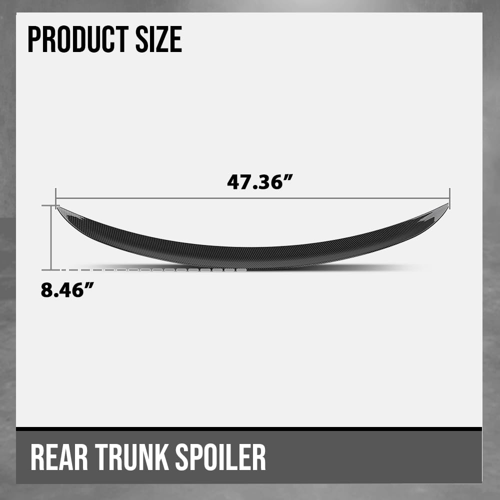 G-PLUS Rear Trunk Spoiler Wing Compatible with BMW 3 Series M3 E90 Sedan 2005 2006 2007 2008 2009 2010 2011 Rear Trunk Spoiler Lip Wing Carbon Fiber Black