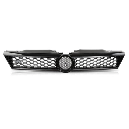 G-PLUS Front Upper Grille Grill Trim Gloss Black Honeycomb W/Chrome Trim Compatible with Volkswagen VW Jetta 2010-2014 5C6853653A