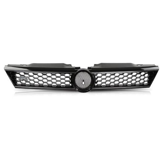 G-PLUS Front Upper Grille Grill Trim Gloss Black Honeycomb W/Chrome Trim Compatible with Volkswagen VW Jetta 2010-2014 5C6853653A