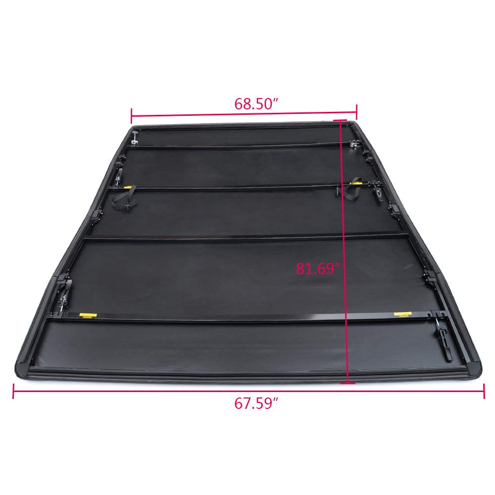 G-PLUS T4 Four-Fold Soft 6.5Ft Truck Tonneau Cover Replacement for 2014-2018 Chevy Silverado/GMC Sierra 1500,2015-2018 Chevy Silverado/GMC Sierra 2500 3500 HD,Clamp-On Tonneau Cover 6.5'