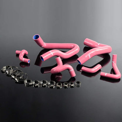 G-PLUS Silicone Radiator Coolant Hose Pipe Kit w/Clamps Compatible with Ford Mustang V8/V6 MT 1979-1983/ Mustang GT LX Cobra 5.0L 1986-1993 (Pink 6 PCS)