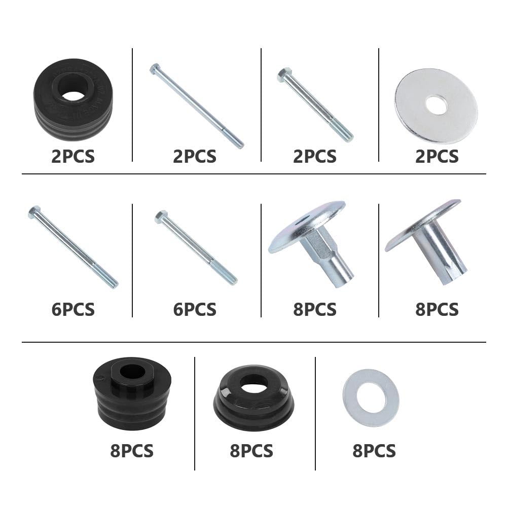 G-PLUS Body Mount Bushing Kit Compatible with Ford F250 F350 Super Duty 2WD and 4WD 2008-2016 Body Cab Mounts & Steel Sleeves & Hardware KF04060BK Black