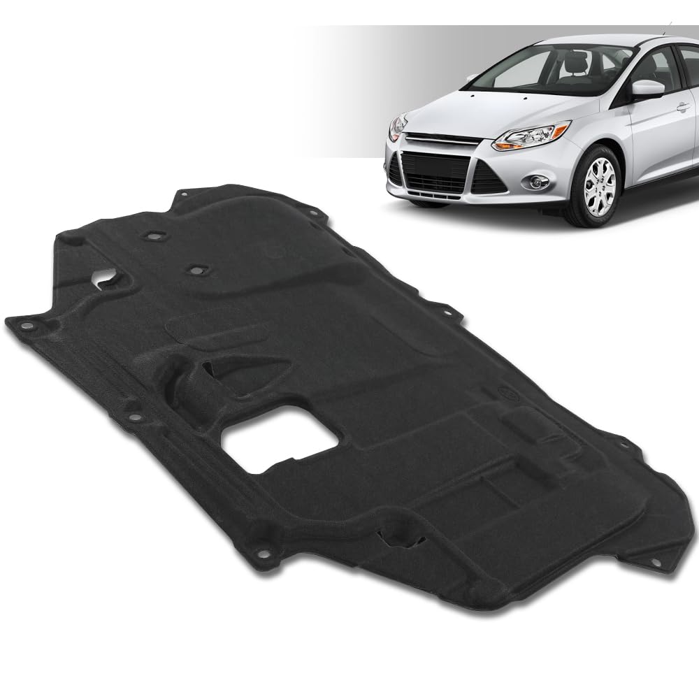 G-PLUS Engine Splash Shield Under Cover Compatible with Ford Focus 2012-2018 Fit Ford C-Max 2013-2018 Fit Ford Transit Connect 2014-2017 Black Engine Splash Guard