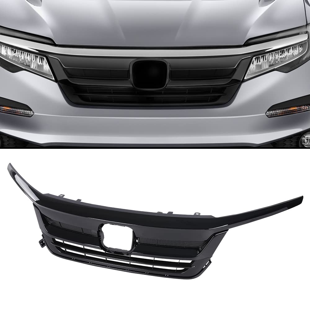 G-PLUS Front Bumper Grill W/Gloss Black Trim Compatible with Honda Pilot Upper Grille Assembly 2019 2020 2021 HO1210158, 71150TG7A50
