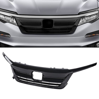 G-PLUS Front Bumper Grill W/Gloss Black Trim Compatible with Honda Pilot Upper Grille Assembly 2019 2020 2021 HO1210158, 71150TG7A50