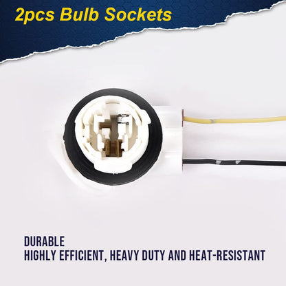 G-PLUS Turn Signal Brake Light Socket Harness Wire Plug Replacement for Most Chevrolet Silverado/GMC Sierra, 3156 3056 3456 4156 Bulb Socket 2Pcs