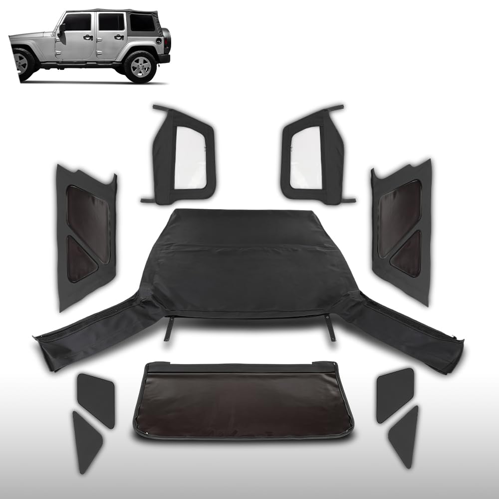 G-PLUS Soft Top with Tinted Windows Compatible with Jeep Wrangler JK Unlimited 2-Door 2007-2009 Black