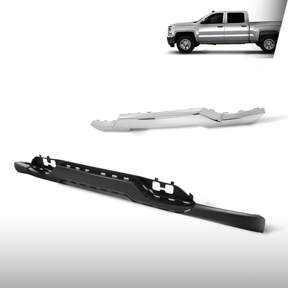 G-PLUS Front Bumper Valance + Chrome Skid Plate Compatible with Chevy Silverado 1500 2016-2018/1500 LD 2019 Fit Models w/ Z71 Package & Impact Bar Skid Plate Black