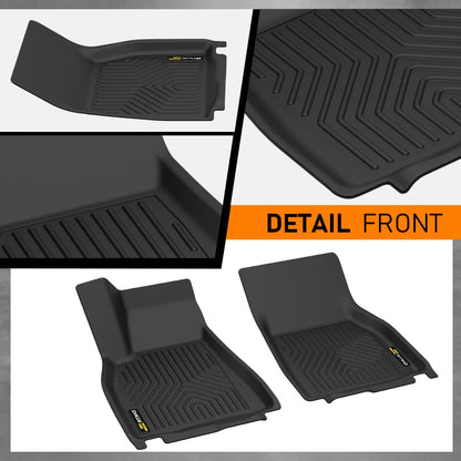 G-PLUS Floor Mats Compatible with Tesla Model S 2021 2022 2023 2024 TPE Custom Fit All Weather Full Cover Protection 1st & 2nd Row Floor Liners Waterproof 3PCS Black alfombrillas para coche