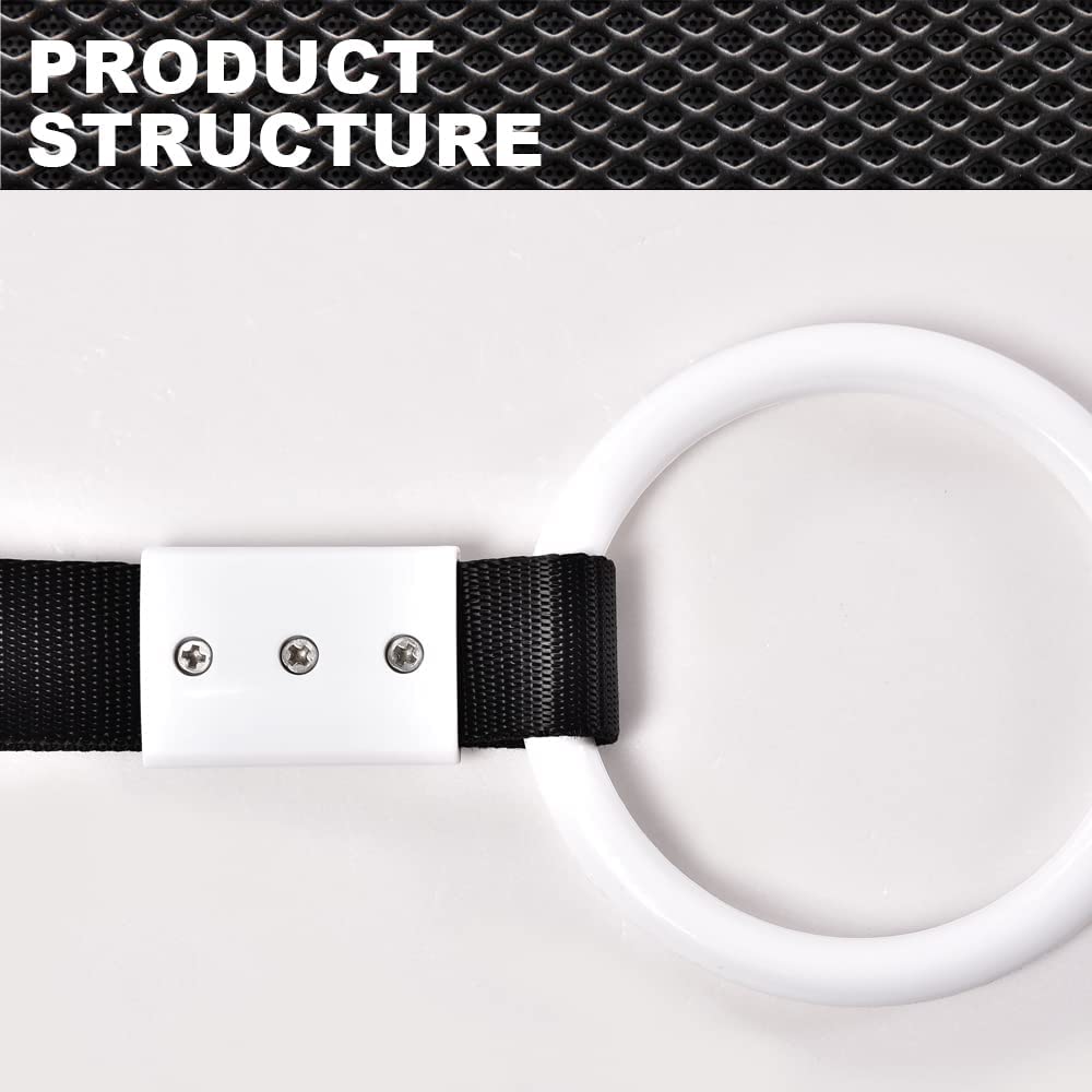 G-PLUS JDM Tsurikawa Ring Round Subway Train Bus Car Handle Hand Straps Drift Charm, Rear Bumper Warning Ring (White)