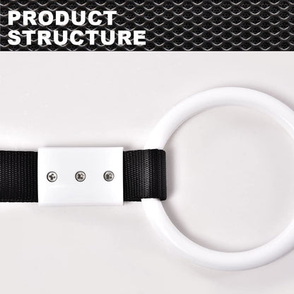 G-PLUS JDM Tsurikawa Ring Round Subway Train Bus Car Handle Hand Straps Drift Charm, Rear Bumper Warning Ring (White)