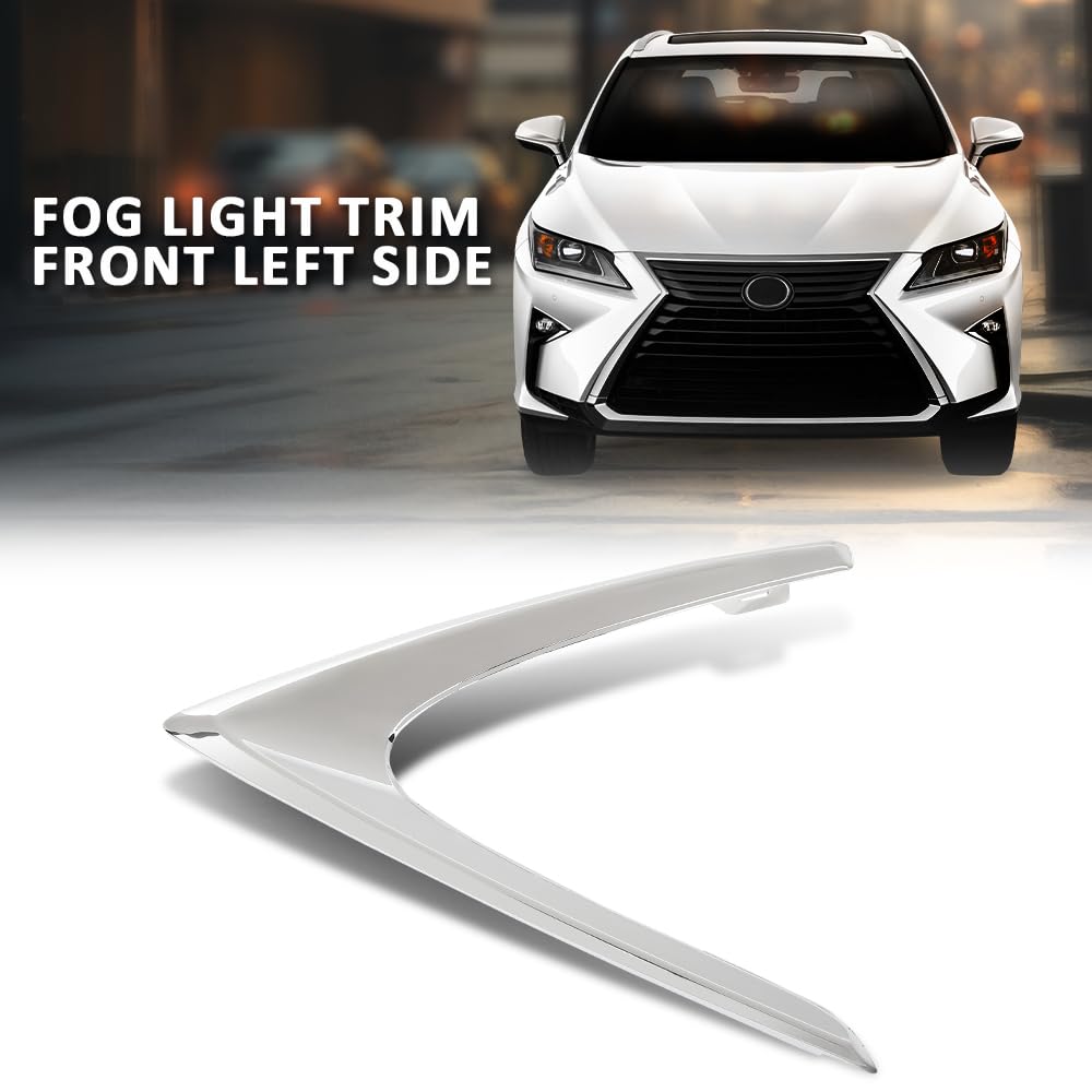 G-PLUS Fog Light Trim Driving Lamp Front Driver Left Side Compatible with LX RX350/RX450h (submodel: Base, F Sport) 2016-2019, Fit LX RX350L/RX450hL Base 2018-2019 814820E180, LX1038118 Silver