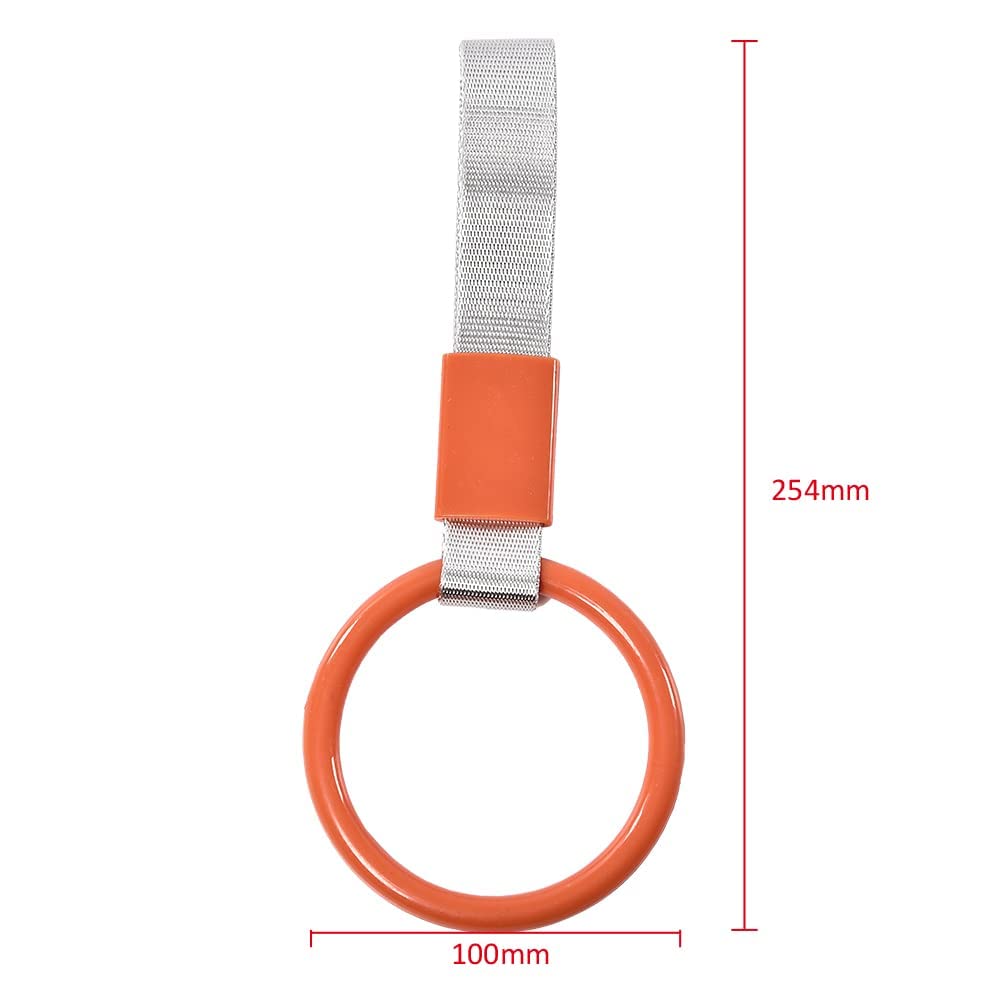 G-PLUS JDM Tsurikawa Ring Round Subway Train Bus Car Handle Hand Straps Drift Charm,Rear Bumper Warning Ring (Orange)