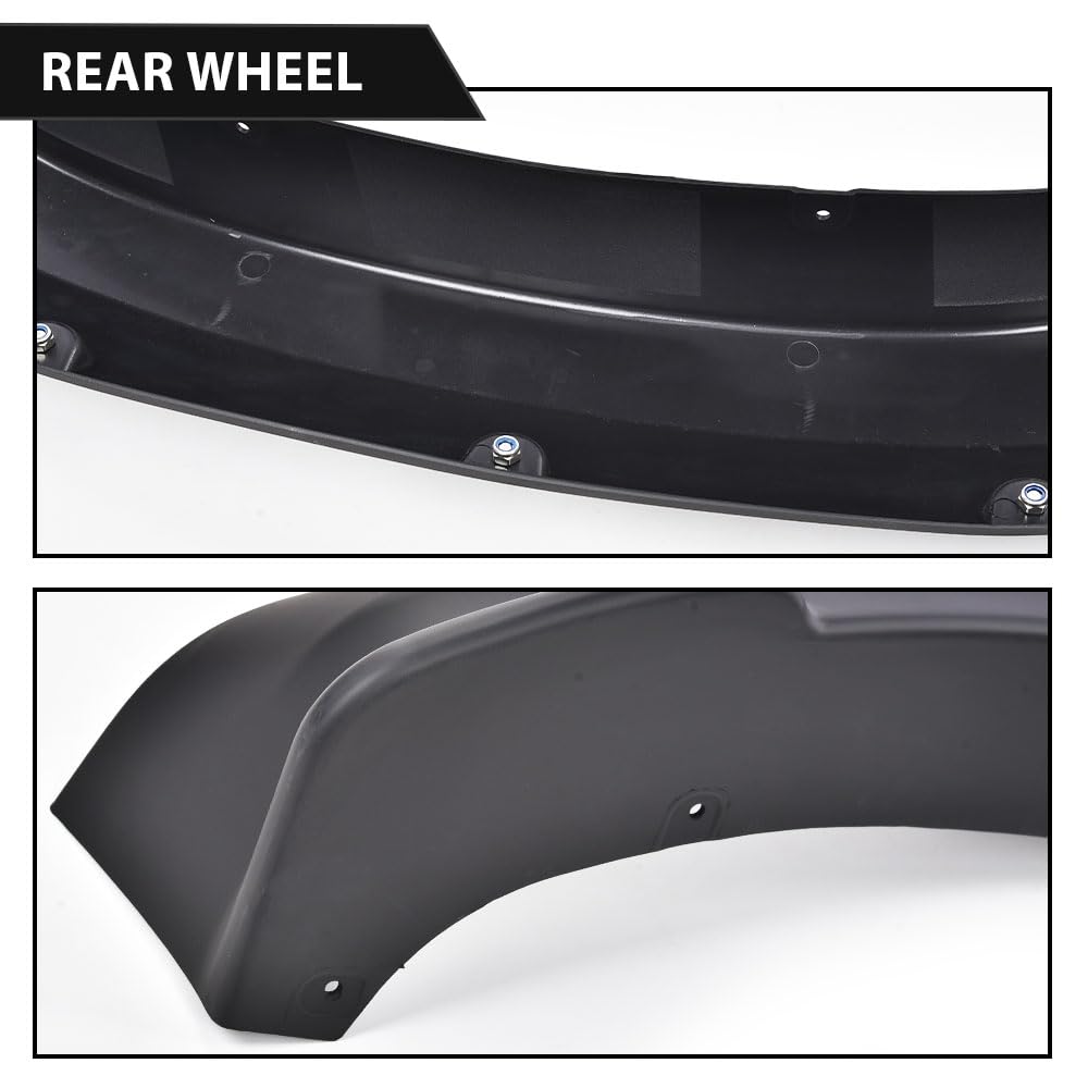 G-PLUS Fender Flares 4PCS Compatible with Chevy Silverado 1500 2019 2020 2021 (Not Fit GMC Sierra/ 2019 LD) Smooth Pocket Riveted Black