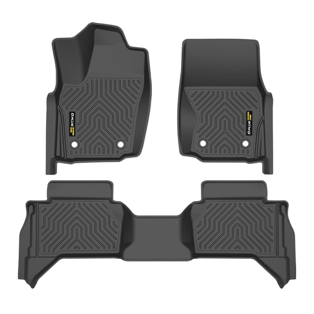 TPE Floor Liner 3PCS, Compatible with Toyota Tacoma Double Cab 2024 2025, Front & 2nd Row 3PCS, All Weather Full Cover Protection Accessories Car
