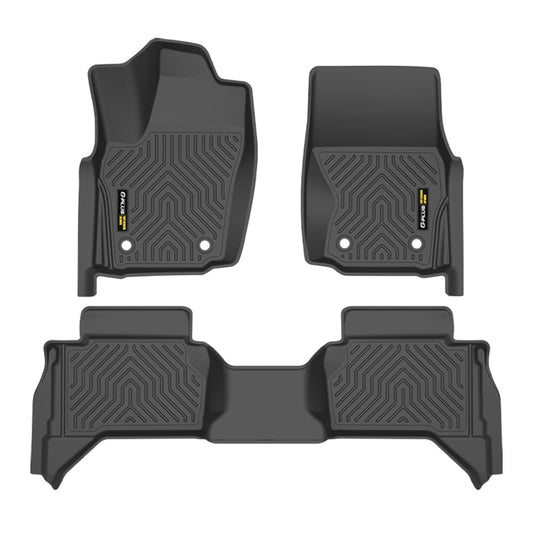 TPE Floor Liner 3PCS, Compatible with Toyota Tacoma Double Cab 2024 2025, Front & 2nd Row 3PCS, All Weather Full Cover Protection Accessories Car