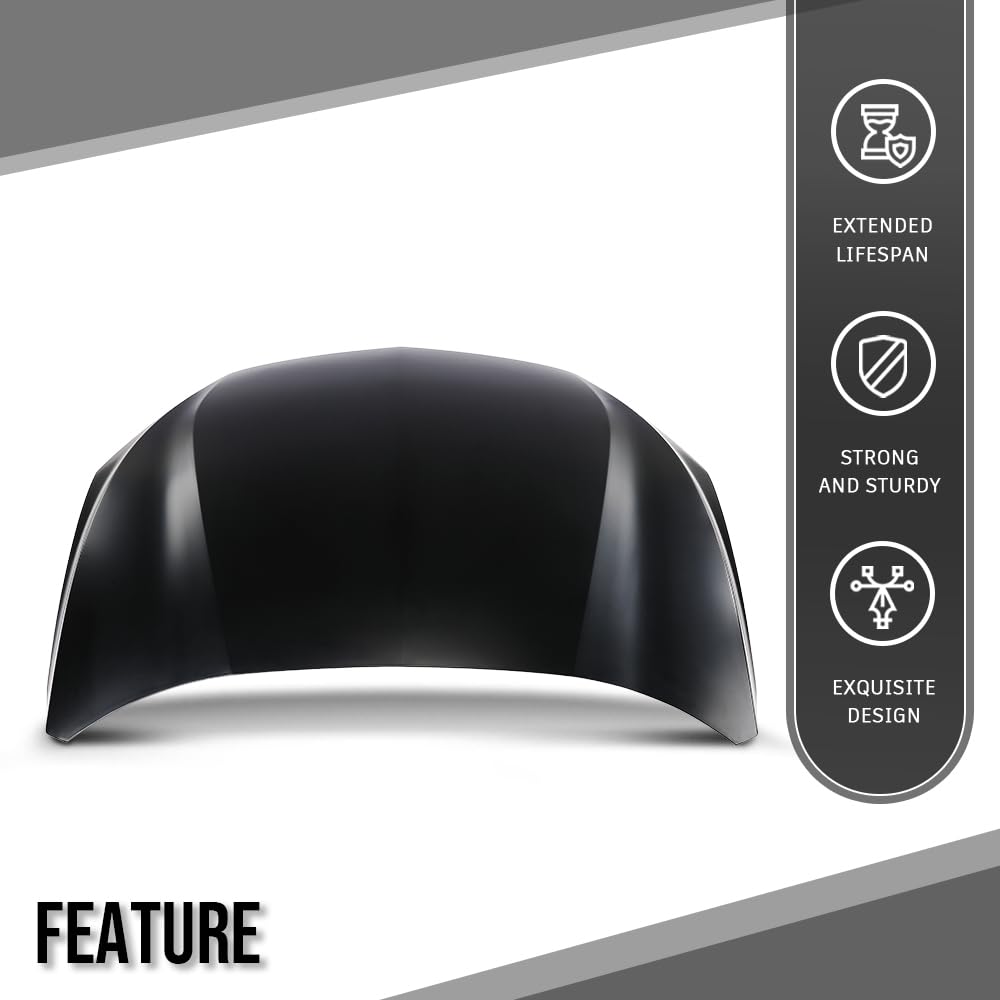 G-PLUS Front Hood Panel Iron Compatible with Chevy Blazer 2019-2024 Black